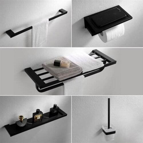 SUS 304 Stainless Steel Bathroom Hardware Set Electroplated Paper Holder Toothbrush Holder Towel Bar Bathroom Accessories