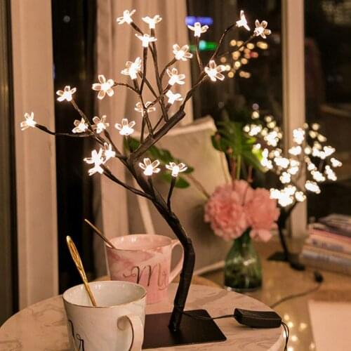 Cherry Blossom Desk Top Bonsai Tree Light, Decorative Warm White Light for Home Festival Party Wedding Christmas Indoor Outdoor
