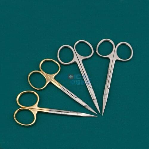 Tiangong Golden Handle Scissors Double Eyelid Surgery Equipment Fine Open Eyes Stainless Steel Straight Elbow Tool