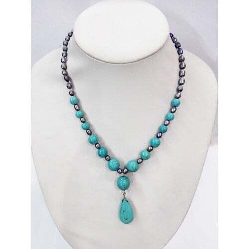 Wedding Woman Jewelry Choker Necklace Round stone Real Natural Gary Pearl Pendant Necklace Handmade Charm