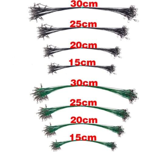 Lot Steel Wire Leader with Swivel Anti-Bite Fishing Line 15/20/25/30Cmcm Fishing Accessory 2 Colors Leash with Hook Lead Core