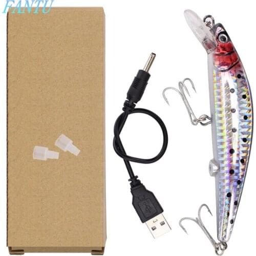 FANTU Electric Artificial Fish USB Fishing Lure Minnow 12cm/19g Colorful Body Floating Baits