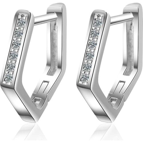 925 Sterling Silver Zircon Geometric Earrings For Women Earrings Jewelry Gifts Wholesale oorbellen pendientes S-E754