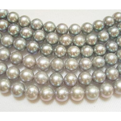 2 strands 8-9mm Grey Round Pearl Beads