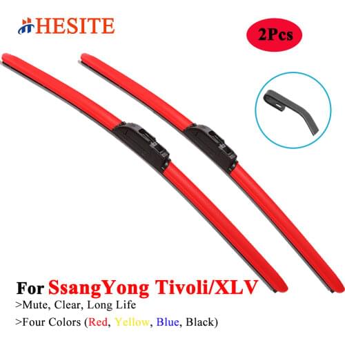 HESITE Colorful Front Wiper BladeS For Ssangyong Tivoli XLV Accessories 2019 2020 Blue Black Colors Hybrid Wipers Boneless Red