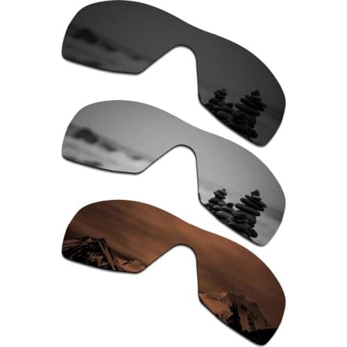 SmartVLT 3 Pieces Polarized Sunglasses Replacement Lenses for Oakley Dart Stealth Black and Silver Titanium and Amber Brown