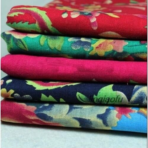 Phoenix peony big flower cloth cotton and linen clothing fabrics, high-end linen clothing fabrics