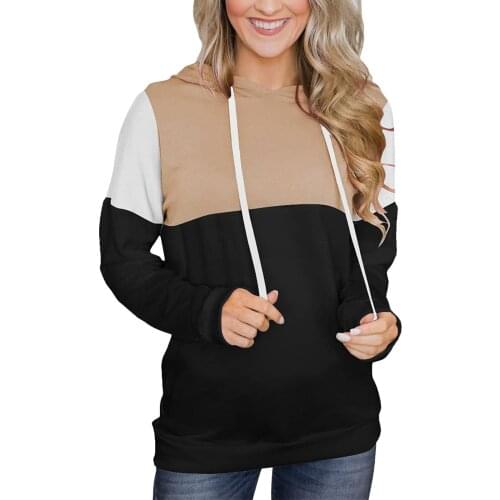 Classic Striped Patchwork Thicken Sweatshirt Female Comfy Long Sleeve Hoodie Round Neck Blouse High Street Draw String Sudaderas