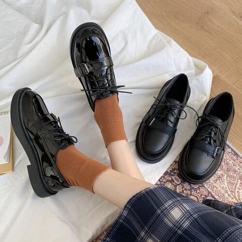 Japanese School Students Uniform Shoes Uwabaki JK Round Toe Buckle Trap Women Girls Lolita Cosplay shoes sweet lolita shoes