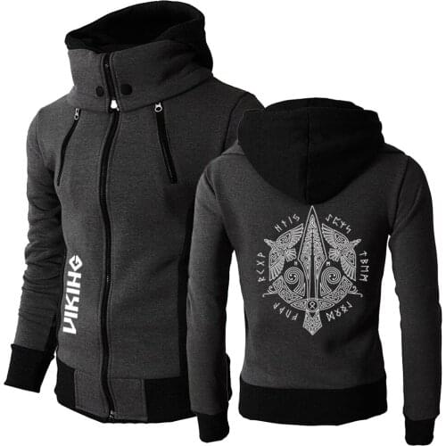 Unisex Men Odin Vikings Viking Berserker Hoodie Gothic Sportswear Harajuku Style Hooded Popular Coat Solid Wild Sweatshirt
