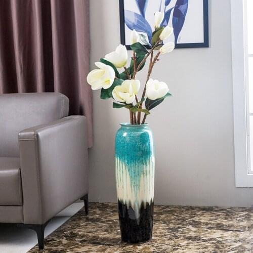 60/90cm Blue Bubbles Floor Vase For Decoration Big Porcelain Size Vases Decor