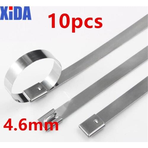 10PCS 4.6mm 304STAINLESS STEEL METAL CABLE TIES TIE ZIP WRAP EXHAUST HEAT STRAPS INDUCTION PIPE Free Shipping