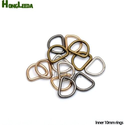 250pcs D ring buckle 10mm metal round alloy D Dee Ring adjustable buckles silver/black/bronze/gold RDR-10mm