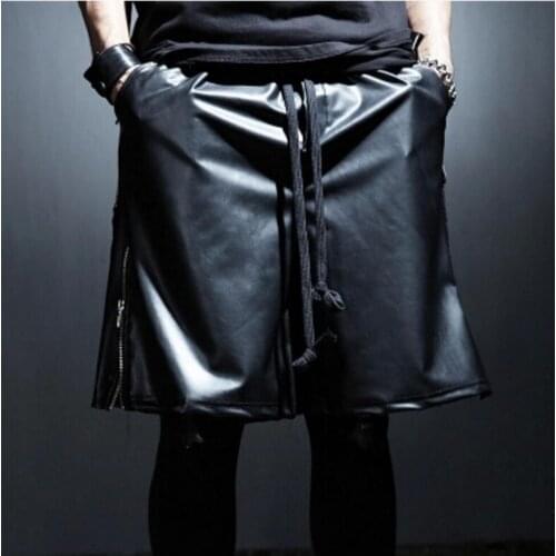 27-46 2018 New mens clothing fashion DJ BIGBANG ds Side zipper simple straight leather pants plus size Singer costumes