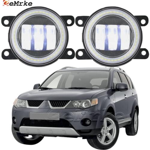 2PCS Led Angel Eye DRL for Mitsubishi Outlander II XL GT 2006 2007 08 09 2010 2011 LED Fog Lights Lens Daytime Running Light 12V