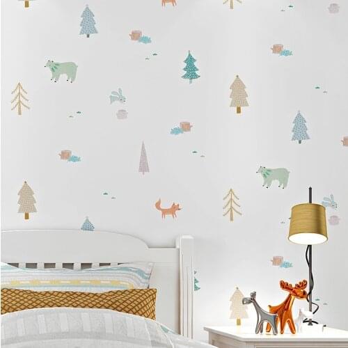Bacaz Scrawl Animals Vinyl Korean 3d Cartoon Wallpaper Roll for Baby Child Room 3d Cartoon Wall paper Roll 3d Animal stickers