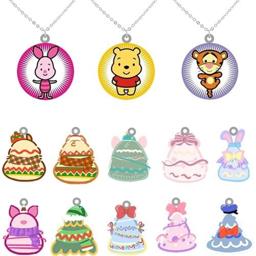 Disney Color Cake Necklace Ornament Epoxy Resin Design Small Epoxy Resin Pendant Long Chain Necklace Girl Gift Ornament