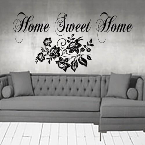Home Sweet Home Modern Wall Sticker Living Room Sofa Background Decorative Vinyl Flowers Wall Decal