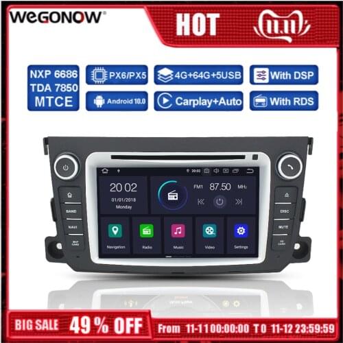 DSP Car DVD Player PX6 IPS Android 10 4GB 64GB Bluetooth 5.0 RDS Radio GPS google Map Wifi For Benz SMART 2012 2013 2014 2015