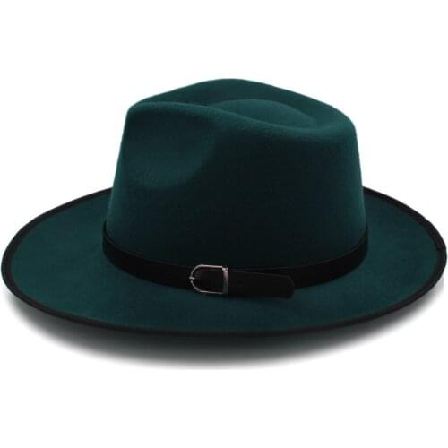 Fashion Men Autumn Felt Fedora Hat with Wide Brim Jazz Hat R Gentleman Gentleman Sombrero Godfather Panama Hat Size 58cm