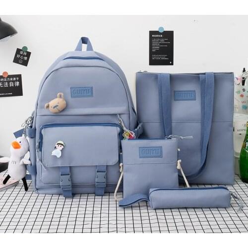 4Pcs Sets Canvas Schoolbags for Teenage Girls Women New Trend Female Backpack Canvas Women Backpack Child Student Shoulder Bag50