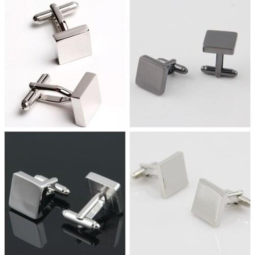 10pairs Classic Square Plain Cufflinks Simple Business Style Cuff Links Silver/Gunbalck Mens Jewelry Accessory Wholesale
