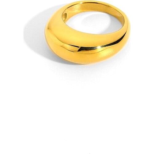 2021 Simple Designs 18K Gold Plated Stainless Steel Rings Chunky Smooth Dome Rings For Women Girl Waterproof