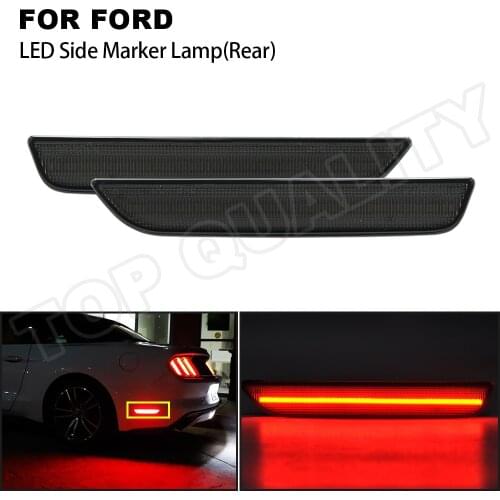 2PCS High Quality Smoked Lens Red LED Rear Bumper Side Marker Lights For Ford Mustang 2010 2011 2012 2013 2014 Error Free Lamps
