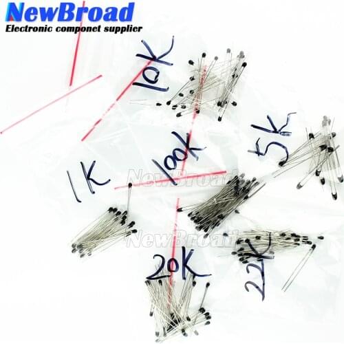 100pcs=10value*10pcs NTC Thermistor Resistor Kit NTC-MF52AT 1K 2K 3K 4.7K 5K 10K 20K 47K 50K 100K +-5% 3950B