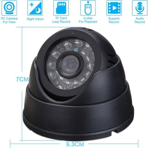 CCTV DVR Recorder Night Vision Dome Camera with IR CCTV DVR Loop /sounding Recorder Security Camera USB Support 32GB TF Card