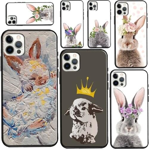Cute Baby Rabbit Flower Crown Case For iPhone 11 Pro Max 12 mini 12 Pro Max 6S 7 8 Plus SE 2020 X XR XS Max Phone Cover