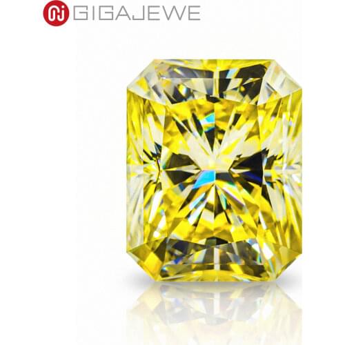GIGAJEWE Customized Radiant Cut Vivid Yellow VVS1 Moissanite Loose Diamond Test Passed Gemstone For Jewelry Making