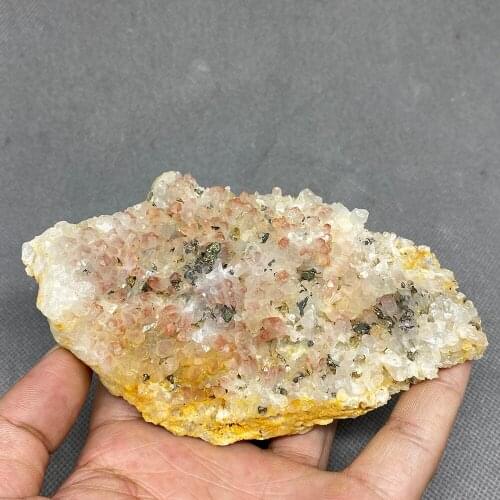 Natural red crystal and pyrite symbiosis healing crystal