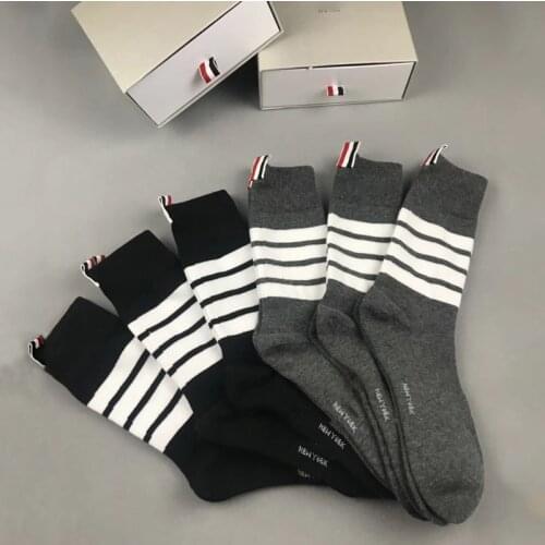2021 Fashion Luxury New Socks Men Women Cotton Striped Casual Crew Socks Hip Hop Medium socks Ins 6 Pairs