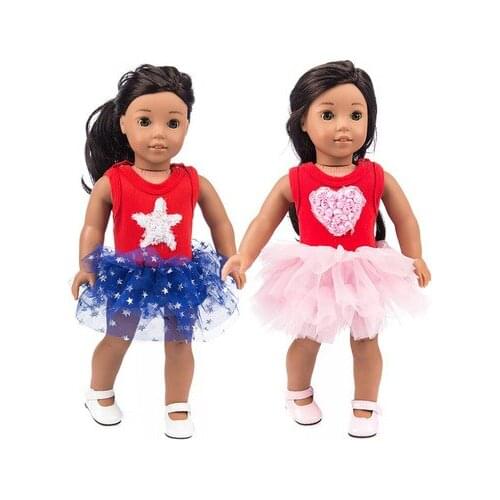 2021 New Pattern Star Lace Puffy Dress Fit 18 Inch American&43cm Baby New Born Doll Clothes Accessories