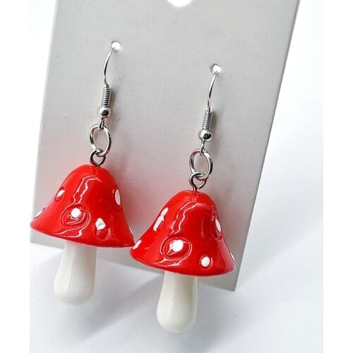 New Acrylic Mushroom Long Pendant Earrings Quality Drop Earrings For Girls Women Children Birthday Gift Lovely Jewelry