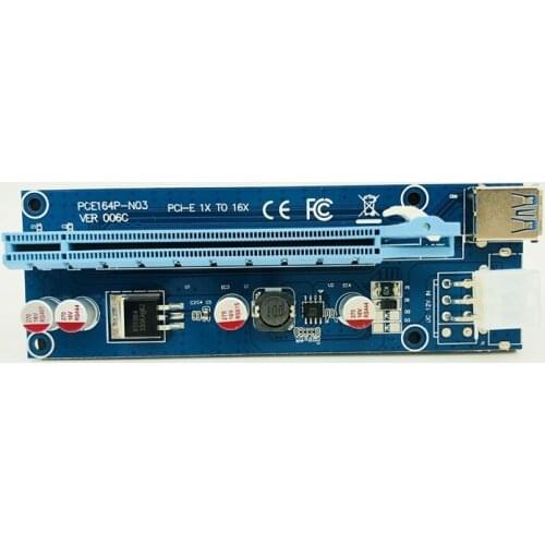 Wholesale 6pcs USB 3.0 PCI-E Riser Express 1X 4x 8x 16x Extender Riser Adapter Card SATA 15pin Male to 6pin Power Cable for BTC