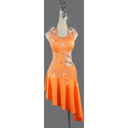 Latin Dance Dress high-end Latin dance performance outfit sexy leak-back dress imitation Austrian diamond ladies summer new