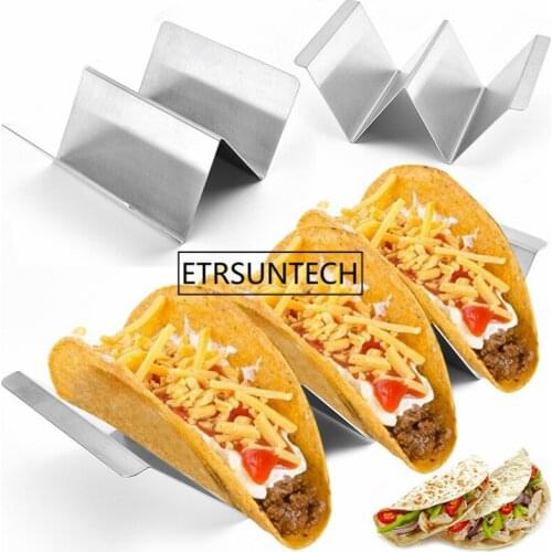 50pcs Stainless Steel Wave Shaped Mexican Pizza Food Taco Stand Kitchen Pie Tortilla Rack Backing Tool