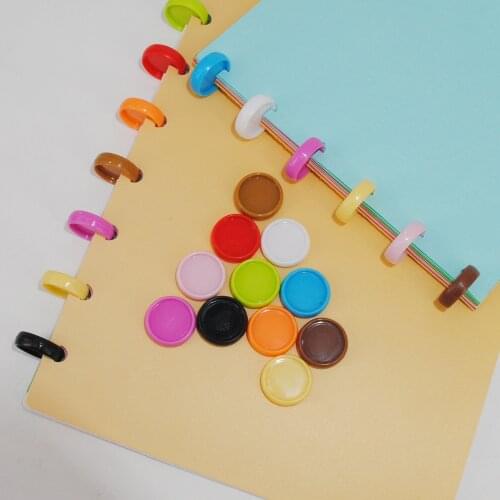 200pcs 19mm Colorful Binder Rings Mushroom Hole Planner Ring Round Binding Plastic Disc Buckle Hoop DIY Notebook Binder Discs
