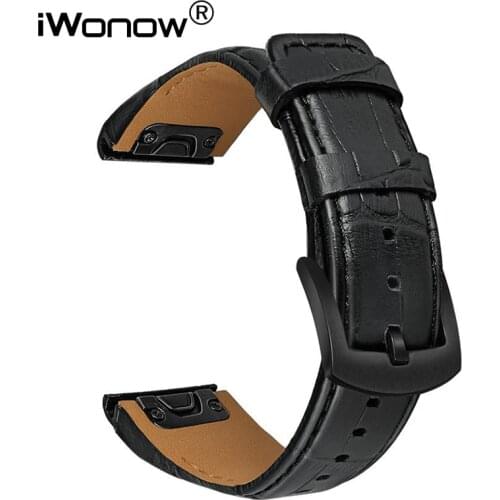 22mm Quick Fit Croco Leather WatchBand for Garmin Fenix 6 / 6 Pro /5 / 5 Plus / Forerunner 935 945 Approach S60 Watch Strap Band