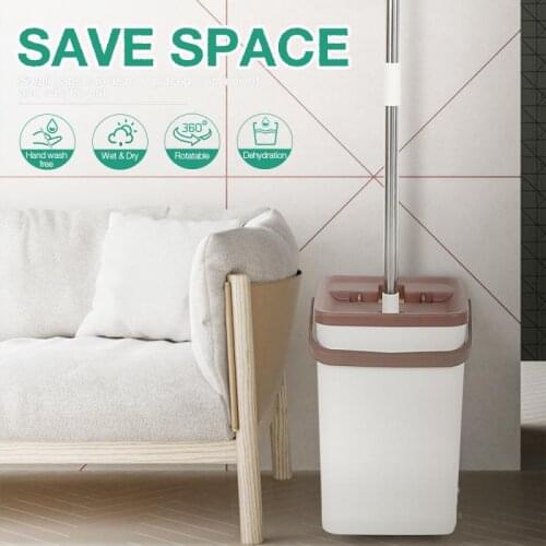Floor Mop With Bucket 360 Rotating Flat Mops Hands Free Squeeze Mop Home Kitchen Floor Lazy Mop Household Cleaning Tool