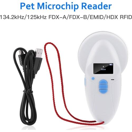 Pet Microchip Scanner 134.2kHz/125kHz FDX-A/FDX-B/EMID/HDX RFID Pet Microchip Reader with USB Portable Charging and Records
