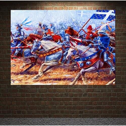 Medieval Warrior Military Banners Flags Vintage Knights Templar Armor Posters Canvas Painting Wall Hanging Home Decoration c8