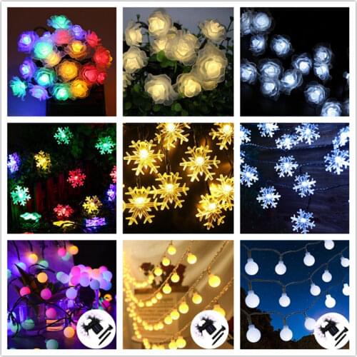 Solar Garlands Light 5m 7m 12m Snowflake Flower Solar Lamp Power LED String Fairy Lights Garden Christmas Decor for Outdoor