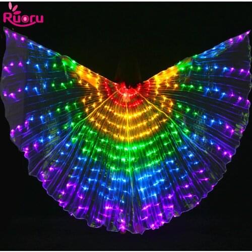 Ruoru Led Isis Wings with Adjustable Sticks Belly Dance Accessories Stage Performance Props Shining Led Wings Open 360 Degrees