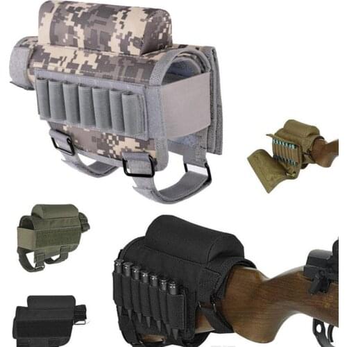 Outdoor Tactical Buttstock Rifle Cheek Rest Pouch Butt Stock Bullet Pouch Holder Bag Rest with Ammo Carrier Shell Cartridges Bag