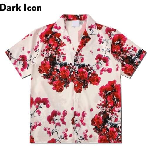 Dark Icon Floral Printed Polo Shirt Men Summer Vintage Street Mens Shirts Hawaiian Shirt Man Top