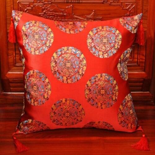 Traditional Chinese Pillow Classical Mahogany Furniture Solid Wood Sofa Chair Back Cushion Office Nostalgia Llunbar Pillow F8258