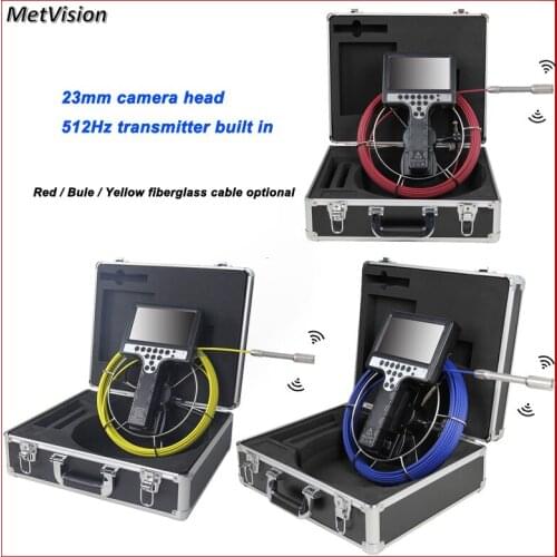 WOPSON Pipe Camera with 512Hz Transmitter for Sewer Inspection Camera Fiberglass Push Cable 23MM Camera Head Free shipping